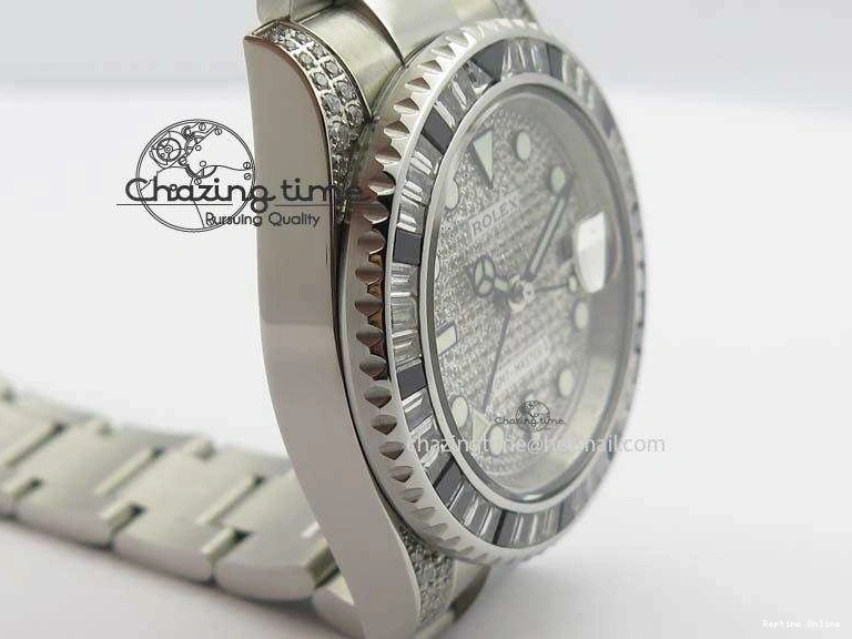 0226 Soft GMT-Master II 116759 SS Bp-Maker Black Ruby Crystal Diamond Dial On SS Bracelet A 3766